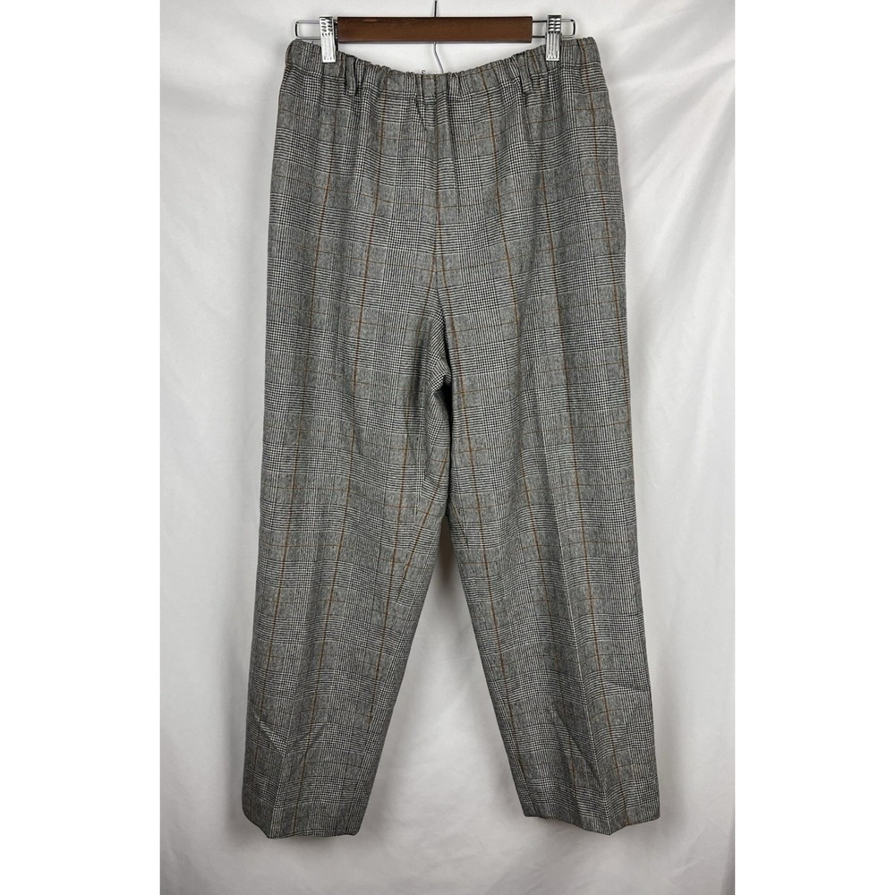 Orvis Wool Blend Elastic Waist Pocket Pants Lined Petite Large‎ Glen Check Plaid